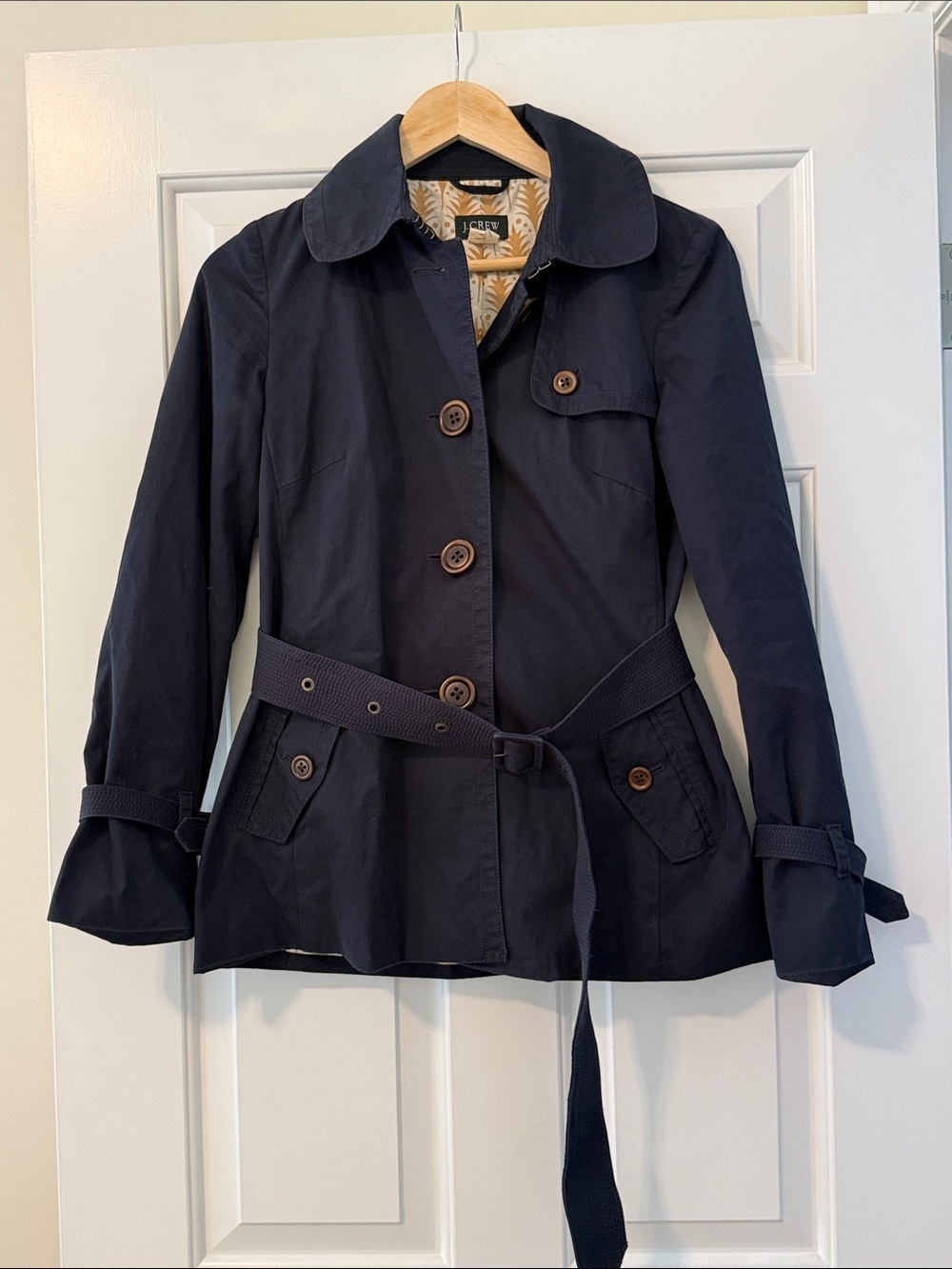 J. Crew Navy Belted Trench Coat